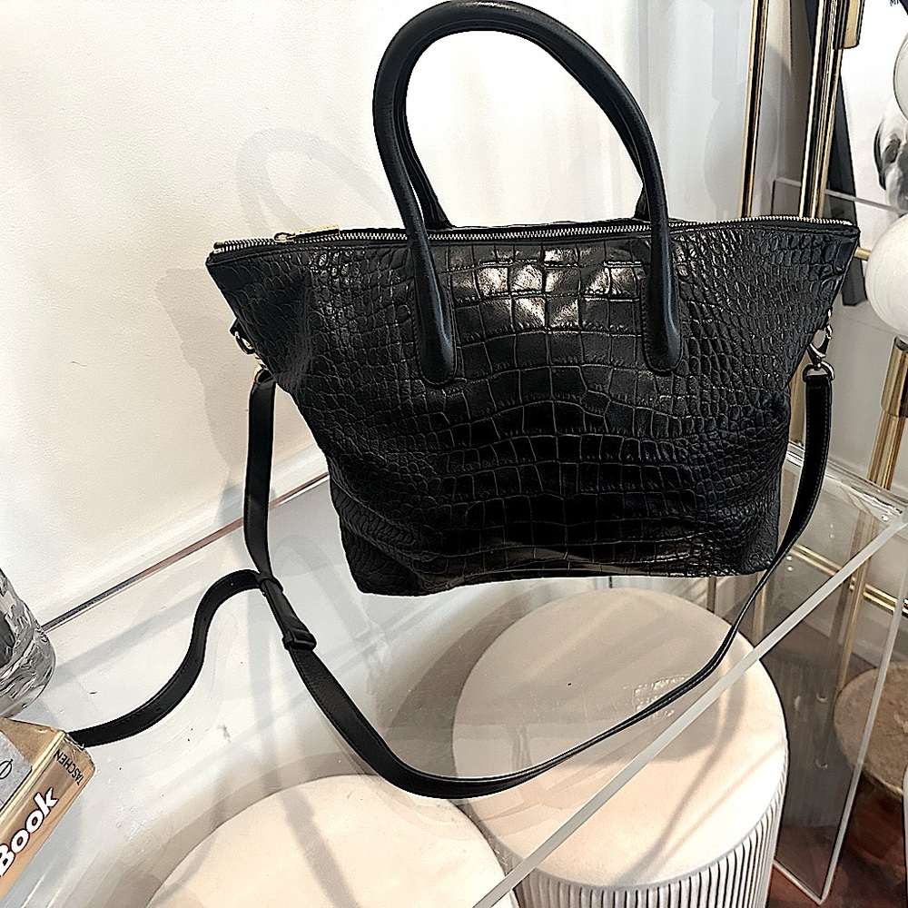 Cuyana croc-embossed Medium Zipper Carryall